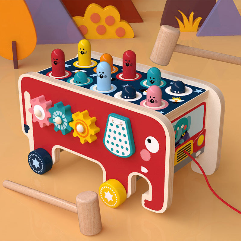 Montessori | Educational Wooden Pounding Bench Toy | Animal Bus Toys | Strengthens hand muscles | Boosts learning -