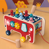 Montessori | Educational Wooden Pounding Bench Toy | Animal Bus Toys | Strengthens hand muscles | Boosts learning -