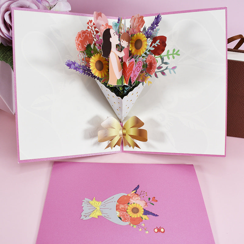 BloomCraft | 3D Pop-Up Card | Handcrafted 3D Bouquet | Reveals 3D Bloom | Mothers Day | Delights Mom With 3D Pop-Up -