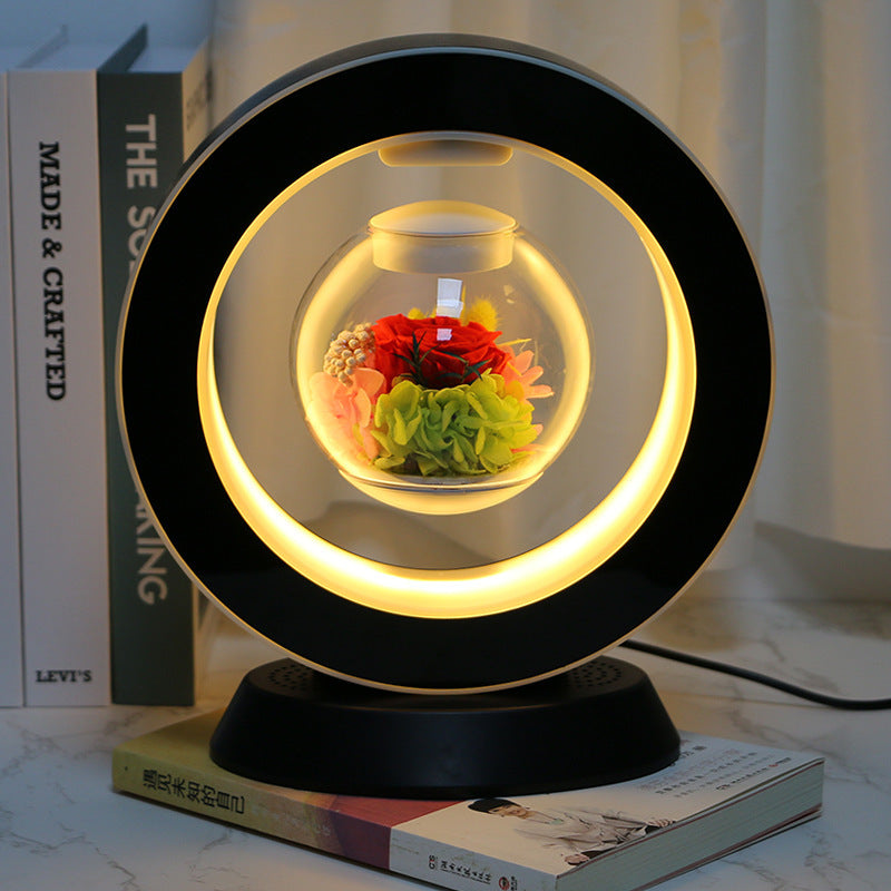 AuraBloom | Floating Flower Lamp | Levitation Bloom Rotation | Romantic Gift | Red -