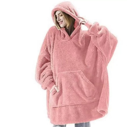 Hoodie Sweatshirt With Big Pocket Tops Sweater Comfortable Loose Double-Sided Fleece Thicker Wearable Blanket