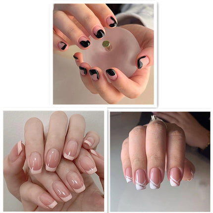 Oblique French Simple Wearing Manicure Finished Fake Nails