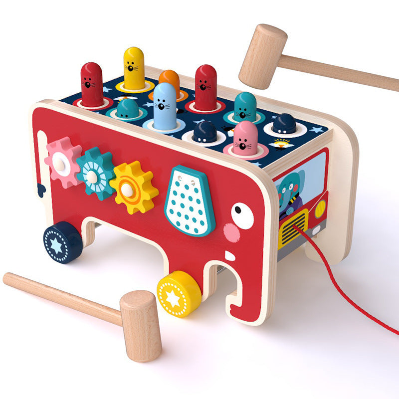 Montessori | Educational Wooden Pounding Bench Toy | Animal Bus Toys | Strengthens hand muscles | Boosts learning -