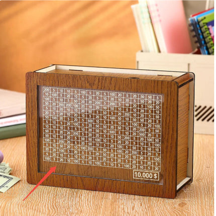 Money Box Piggy Bank Wood Money Bank Reusable Money Box With Saving Goal And Numbers To Check For Helps The Habit Of Saving