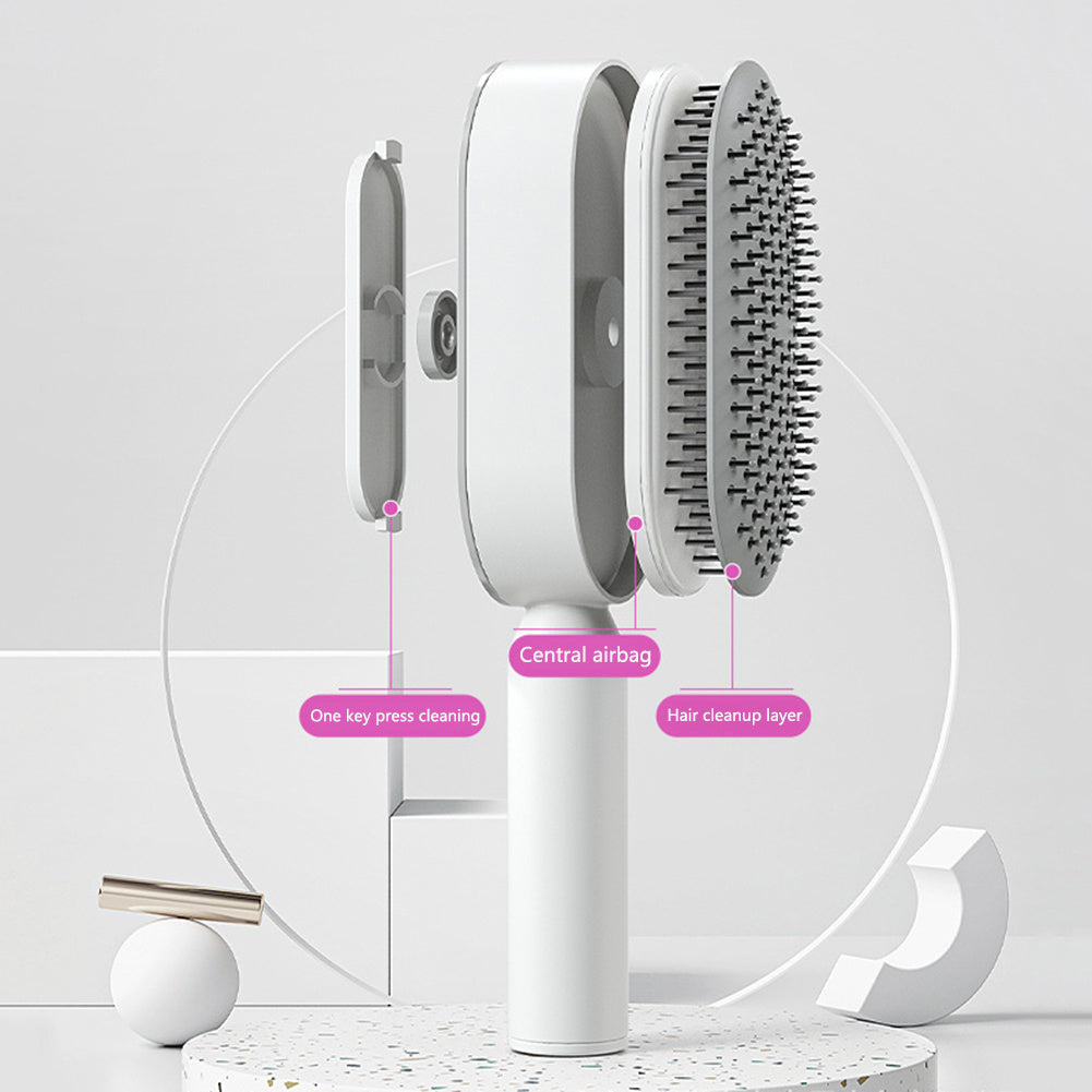 Self-Cleaning Hair Brush for Women | One-Click Cleaning Detangling Comb | 3D Air Cushion Scalp Massage Brush | Anti-Static, No-Pull Hairbrush | Pain-Free Detangling for All Hair Types | Optional Wall-Mounted Storage - Health & Beauty > Personal Care > Hair Care > Hair Styling Tools > Combs & Brushes > Paddle Hairbrushes