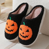 Halloween Pumpkin Slippers for Women & Men | Warm Winter Indoor House Shoes | Soft Suede Upper | Non-Slip Rubber Sole | Cozy Cotton Lining | Couples Plush Home Slippers - Apparel & Accessories > Shoes > Slippers