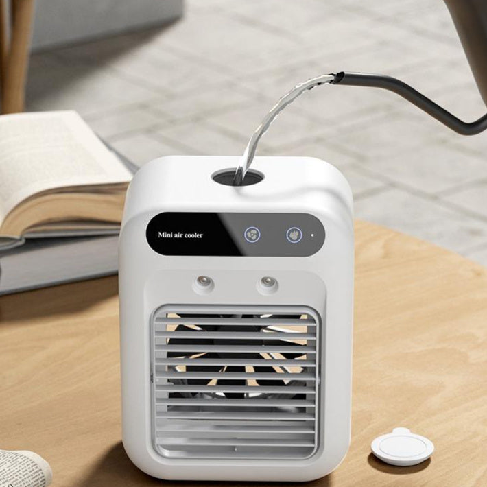 Portable Air Conditioner Fan | USB Mini Air Cooler with Water & Ice Cooling | 2-Speed Touchscreen Personal AC for Room, Office, Car | Atomizing Cool Mist - Home & Garden > Household Appliances > Climate Control Appliances > Evaporative Coolers > Portable Evaporative Coolers