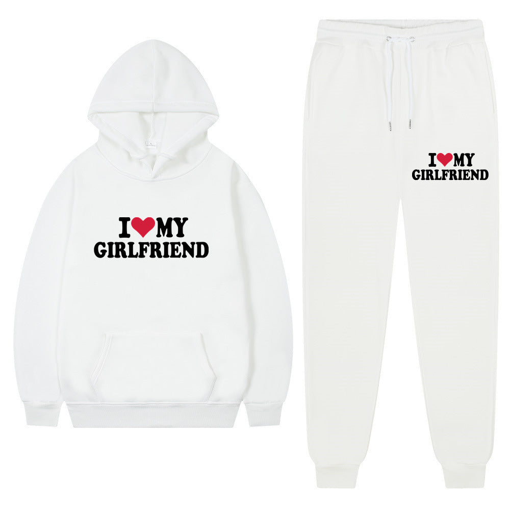 I Love My Girlfriend | Casual Suit | Graphic Print | Comfortable Everyday Wear | Size L | Relaxed Casual Look -
