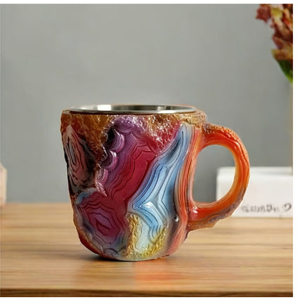 400ml Resin Mineral Crystal Coffee Mugs With Handles Elegant Fake Mineral Crystal Cup For Workplace Home Decor Christmas Gift Kitchen Gadgets