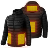 Men Heated Puffer Jacket | Electric Heating Coat with 9 Heat Zones | Insulated Hooded Windbreaker | USB Powered Heated Ski Jacket | Unisex Winter Warm Electric Coat (Black/Blue/Red in Zone 9) - Apparel & Accessories > Clothing > Outerwear > Coats & Jackets > Puffer Jackets