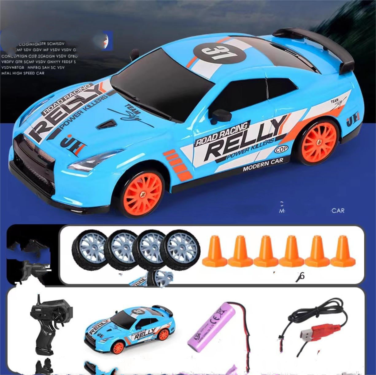 GTR | Drift RC Car | 2.4G Remote Control | Front Light Night Runs | 1:24 Scale | High Speed Drifting Action -