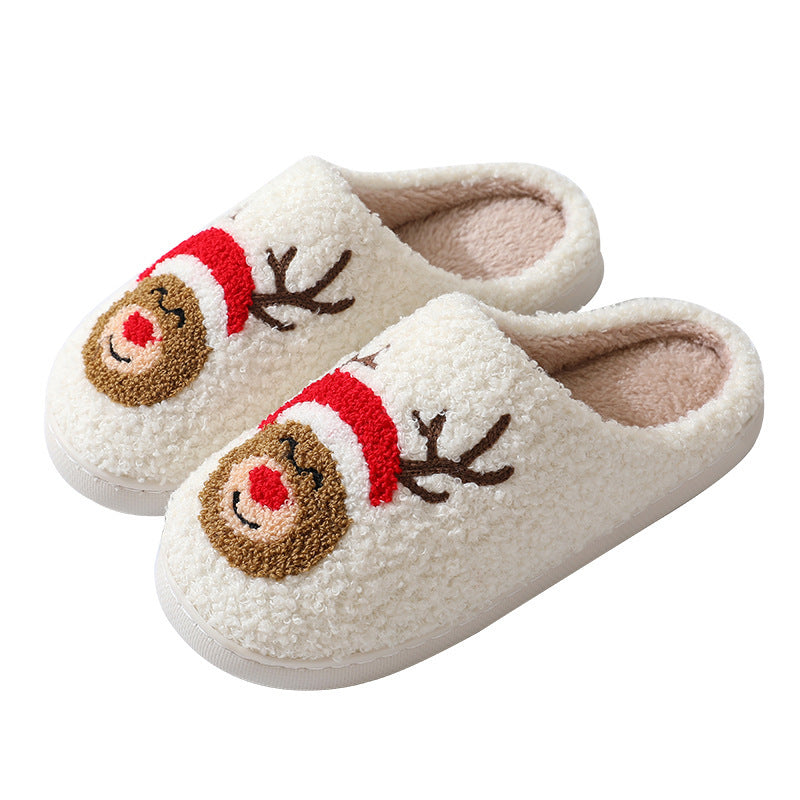 Christmas Home Slippers for Women & Men | Cute Cartoon Santa Claus Winter Warm Furry Shoes | Suede Upper | Soft TPR Sole | Cozy Holiday Indoor Slippers | Couples Plush House Shoes - Apparel & Accessories > Shoes > Slippers