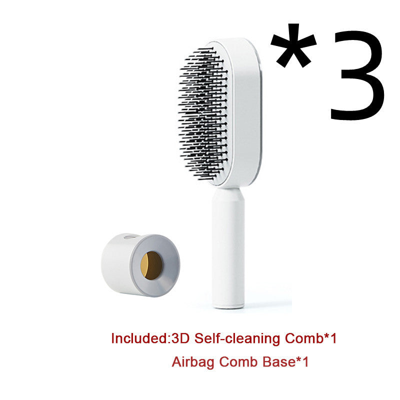 Self-Cleaning Hair Brush for Women | One-Click Cleaning Detangling Comb | 3D Air Cushion Scalp Massage Brush | Anti-Static, No-Pull Hairbrush | Pain-Free Detangling for All Hair Types | Optional Wall-Mounted Storage - Health & Beauty > Personal Care > Hair Care > Hair Styling Tools > Combs & Brushes > Paddle Hairbrushes