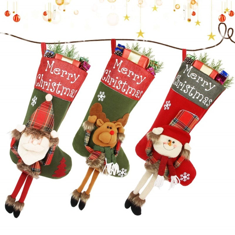 Holiday Stockings | Stocking Set | 3D Plush | Oversized 18 by 10 | 18 by 10 inches | Tree Pendants and Gift Stuffing -