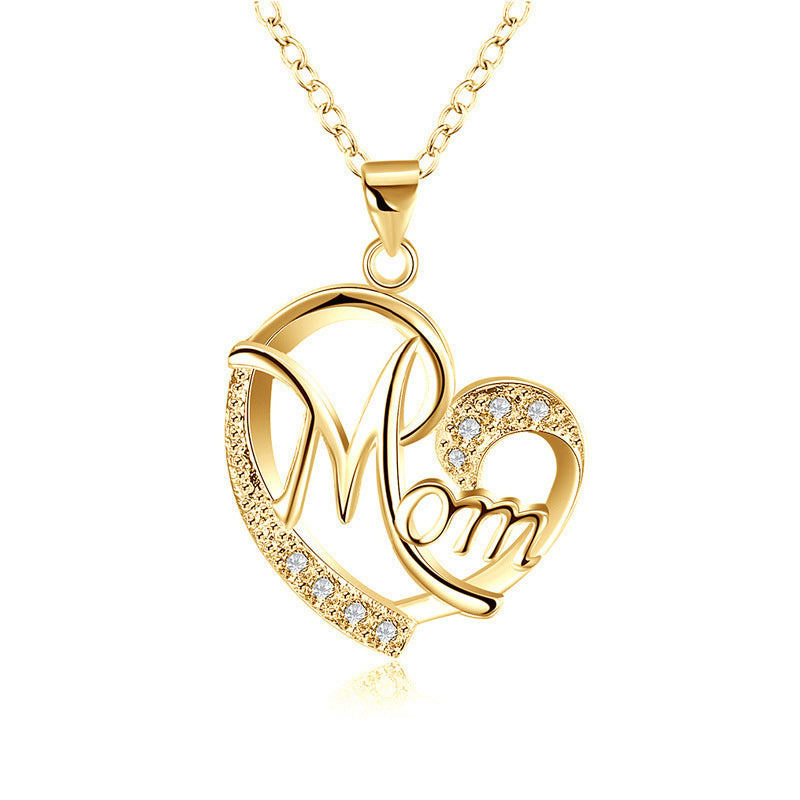 CharmGlow | Heart Pendant | Rhinestone Letter | Gift For Mom | Silver | Elegant Rhinestone Jewelry -