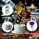 Creative | 2 In 1 Rose Led Bluetooth Light And Speaker | Rose Led Night Light | Glass Cover | Red | Romantic Gift -