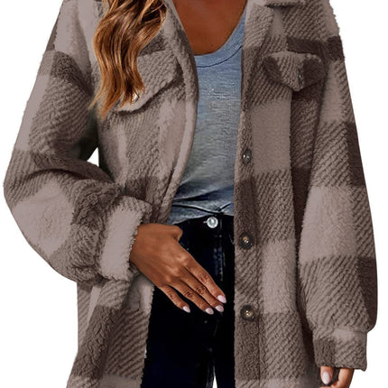 Women's Fashion Jacket Button Plush Coat