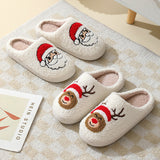 Christmas Home Slippers for Women & Men | Cute Cartoon Santa Claus Winter Warm Furry Shoes | Suede Upper | Soft TPR Sole | Cozy Holiday Indoor Slippers | Couples Plush House Shoes - Apparel & Accessories > Shoes > Slippers