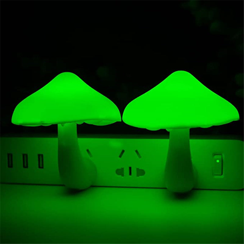 LumoGlow | Led Night Light Mushroom Wall Lamp | Light Sensor | Auto Night Lighting | Warm White | Eu Us Plug Compatible -