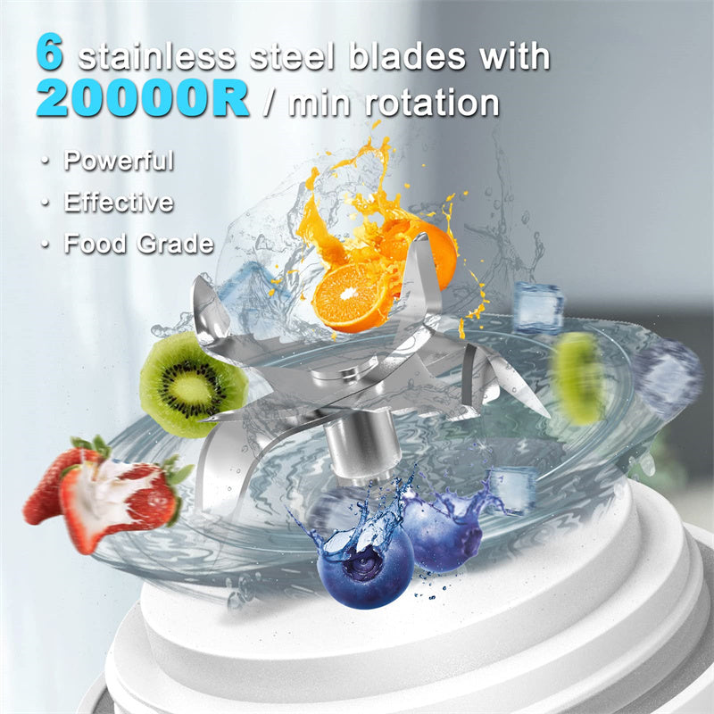 PulseBlend | Portable Blender | Six Blade 304 SS | Crushes Ice And Frozen Fruit For Smooth Shakes | On The Go -