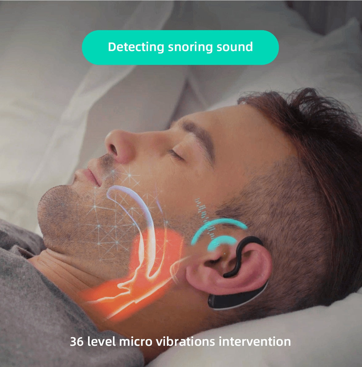 LumaSleep | Bluetooth Anti Snoring Earset | Sensors | Adaptive Vibration | Black | Promotes Quieter Sleep -