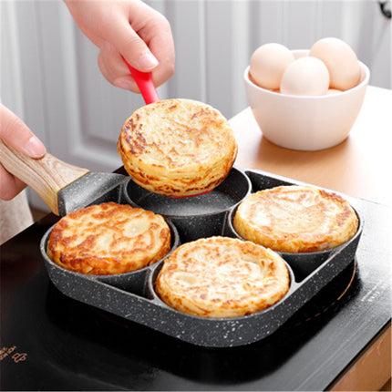 Multi Functional 4 Hole Frying Pan Non Stick Breakfast Burger Egg Pancake Maker Medical Stone Four Hole Omelet Pan