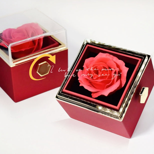 Forever Rose | Rotating Rose Soap Flower Gift Box | Acrylic Cover Rotating Display | Lasts For Years | Red | Valentines Day Gift - Health & Beauty > Jewelry Cleaning & Care > Jewelry Holders > Jewelry Boxes