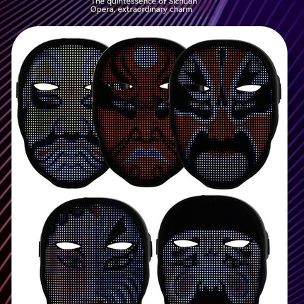 Halloween Face Masks Full Color LED Luminous Mask Face Changing Mask Party Bar Props