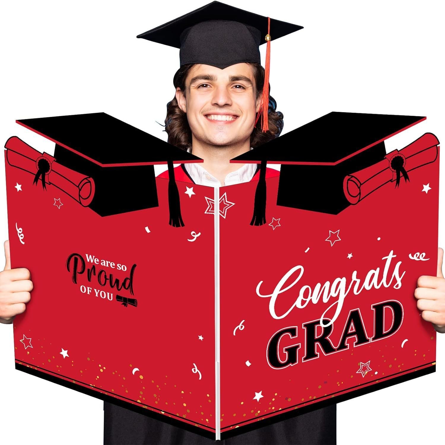 GradGlow | Graduation Money Box | Includes Gift Bags and Tape | Great for Cash Gifts | Party Ready Gift Box -
