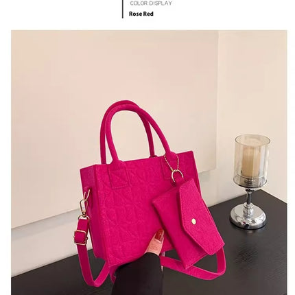 Simple Small Handbag Women's Fashion Felt One Shoulder Combination Bags