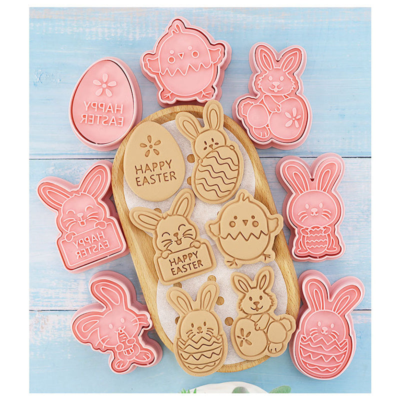 SunnyBakes | Easter Cookie Mold Set | Cartoon Bunny Shapes | Plastic Press Molds | Type A Type B | Easy Easter Cookies -