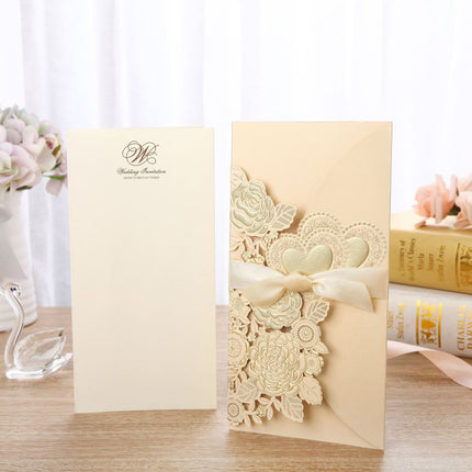 Chinese Style Vertical Ribbon Wedding Invitation Invitation