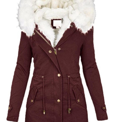 Women's cotton padded jacket with white collar