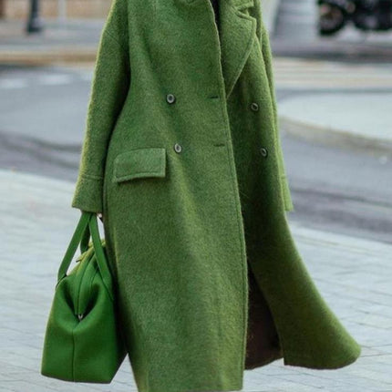 Autumn And Winter Long Woolen Coat Solid Color