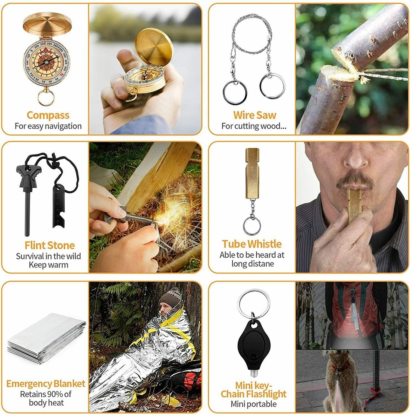 Outdoor Survival Kit | Waterproof Case | 14 In 1 Tools | Black | All In One Survival Kit For Camping And Emergencies -