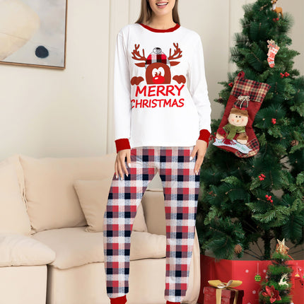 New Style Plaid Deer Christmas Parent-child Pajama Suit