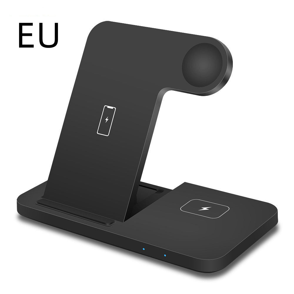 ZenCharge | Folding 3-In-1 Wireless Charger | 15W Fast Charge | Phone Watch Earbuds | Black | Space Saving Desk Accessory -