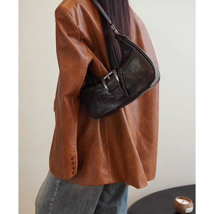 Women's Retro Shoulder Bag Underarm Crescent Crossbody Bag