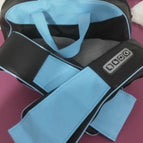 Blue has a small bag