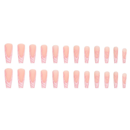 Heart Stripe Fake Nails