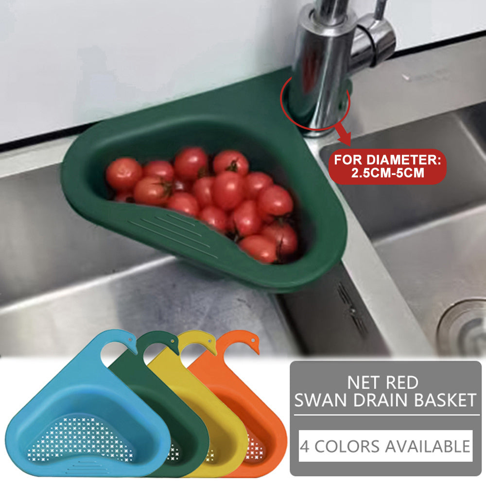 Swan | Sink Hanging Drain Basket | Dry and Wet Separation | Keeps Fruit Fresh | Space-Saving Kitchen Organizer -
