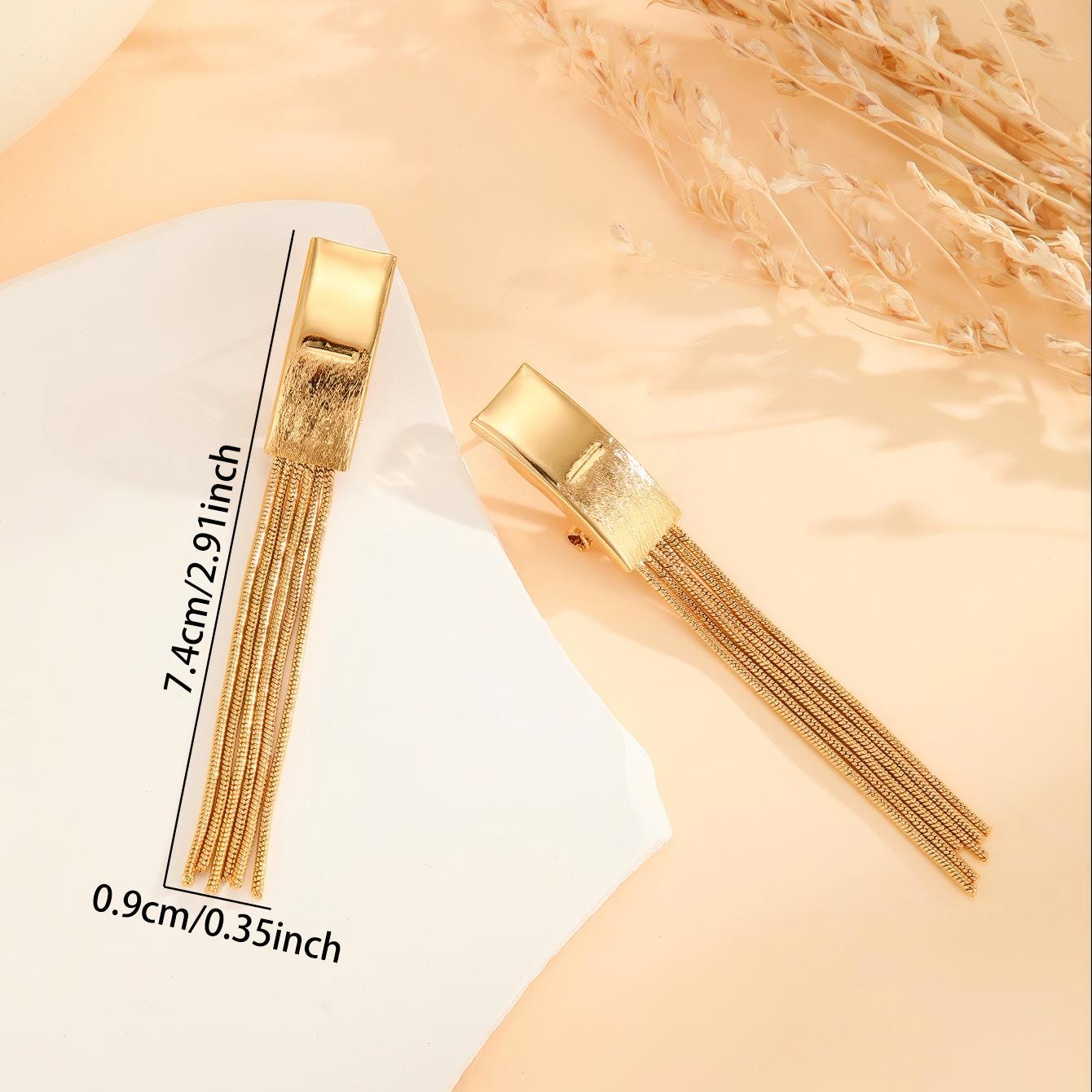 LuxeChain | Chain Earrings | Thin Metal Chains | Gold Bead Tassels | Gold | Elevates Everyday Style -