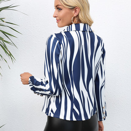 Ladies Fashion Print Lapel Small Blazer