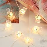 EasterGlow | Bunny String Lights | Colorful LEDs | Flexible Silver Plated Wire | Multi Color | Creates Warm Easter Mood -