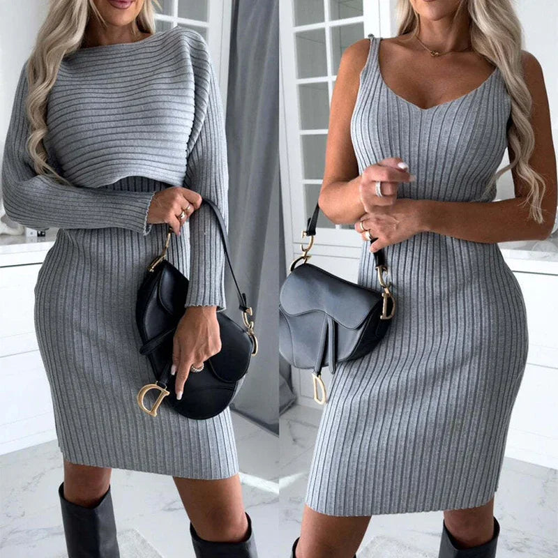 Elegance | Women's Suspender Skirt Set | Long Sleeve Top | Midi Bodycon Skirt | Sizes S to 3XL | Elegant Co-ord Look - Uncategorized