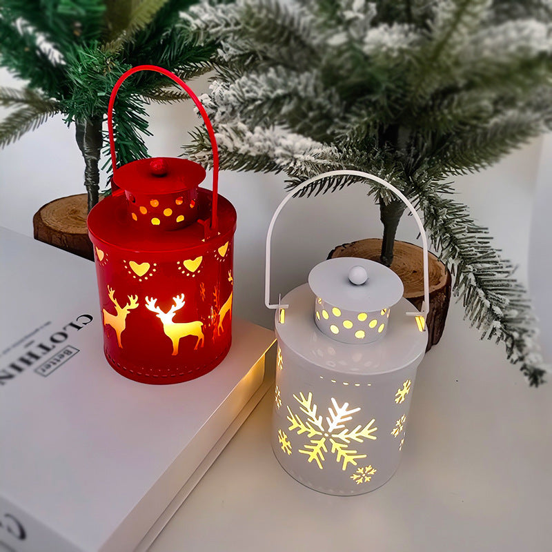 Christmas LED Candle Lantern | Nordic Style Electronic Candle Light | Creative Holiday Decoration for Christmas & Halloween | Wrought Iron Wind Lantern - Home & Garden > Decor > Flameless Candles