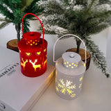 Christmas LED Candle Lantern | Nordic Style Electronic Candle Light | Creative Holiday Decoration for Christmas & Halloween | Wrought Iron Wind Lantern - Home & Garden > Decor > Flameless Candles