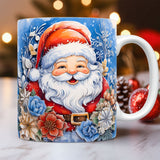 Creative | 3D Christmas Ceramic Mug | Santa Claus 3D Painted | Comfortable Grip Handle | White | Ideal Christmas Gift -