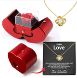 Eternal Rose Apple Gift Box Necklace | Heart Pendant Clavicle Chain for Women | Preserved Soap Flower Jewelry Box | Romantic Christmas, Valentine’s & Mother’s Day Gift | Gold/Silver Plated Copper Necklace Set - Health & Beauty > Jewelry Cleaning & Care > Jewelry Holders > Jewelry Boxes