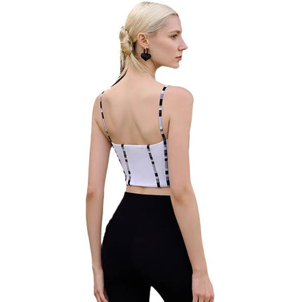 Colorful Thread Stitching Nude Feel Fashion Exercise Bra Vest Yoga Clothes Suit